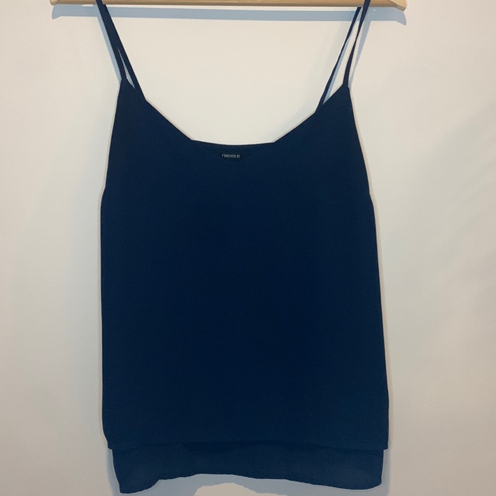 Forever 21 Double Layer Tank Top Navy Blue Size Small